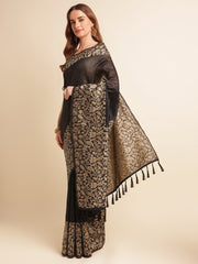 Black Color Kanchipuram Saree With Trending Zari Weaving Work (SNL-Black-sd_at)